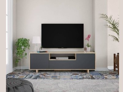 Mueble para Tv modelo ELECTROMINA roble y gris