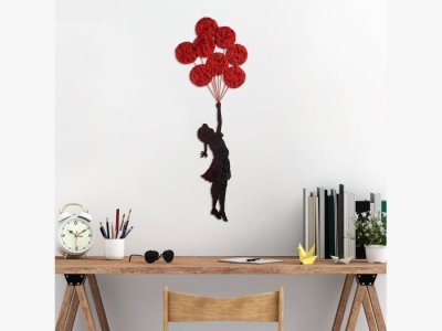 Aplique decorativo de pared en negro y rojo modelo RED BALLONS