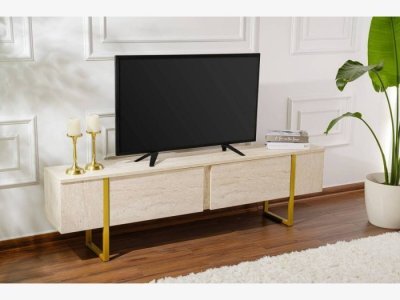 Mueble TV efecto mármol Travertino modelo MORGAN