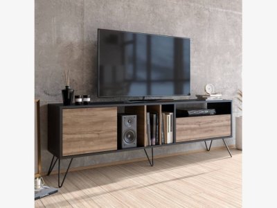 Mueble TV en nogal y negro modelo AUSTRIA